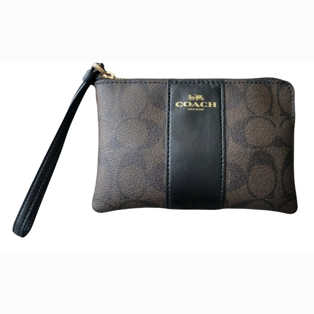 Coach brown leather Wristlet used
